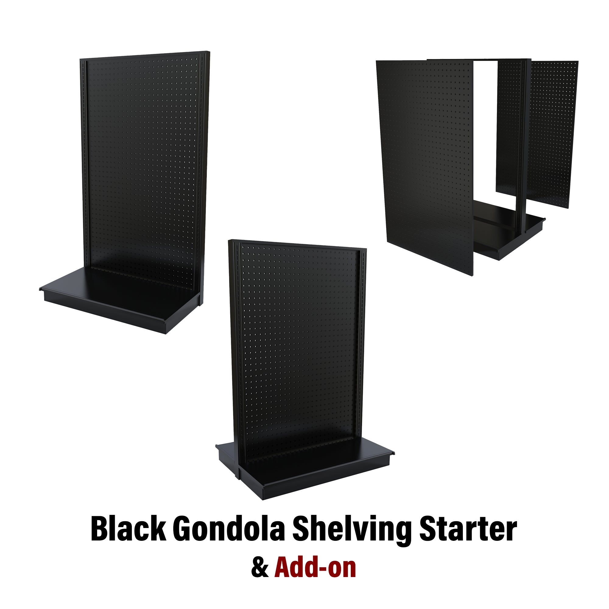 Black Gondola Shelving Starter And Add-on