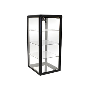 BLACK 3 SHELF ALUMINUM SHOWCASE