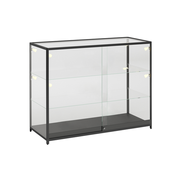 Black Extra Vision Display Case W/LED Spotlights Fully Assembled 47 1/4