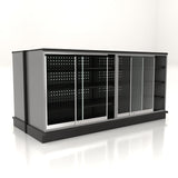 Lozier 8-Foot Wide Double-Sided Gondola Security Case with Shelving – 54"H, Black