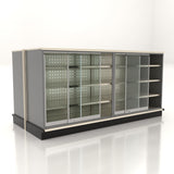 Lozier 8-Foot Wide Double-Sided Gondola Security Case with Shelving – 54"H x 19"D, Platinum