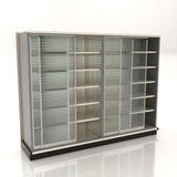 Lozier 8-Foot Wide Gondola Security Case with Shelving – 84"H x 19"D, Platinum