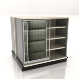 Lozier Double-Sided Gondola Security Case with Shelving – 4'W x 54"H x 22"D, Platinum