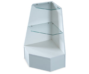 TRAPEZOID CORNER CASE WHITE 13.5" Top x 20" Bottom x 38" H