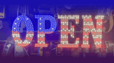 Sparkling Business Image Sign – Open Flag