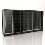 Lozier 12-Foot Wide Gondola Security Case with Black Shelving, 21 Shelves 84H x 16D