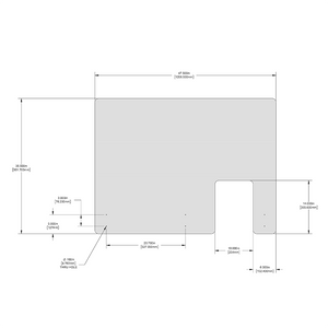Sneeze Guard screw mount Clear Acrylic Cashier Checkout Shield Barrier with Access Hole - Screw Mount