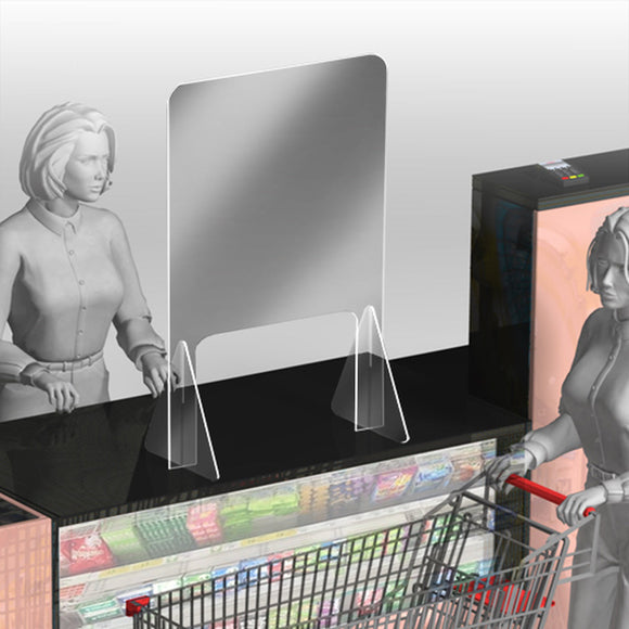 Sneeze Guard Grocery C-Store Checkout Counter, Acrylic W/Base 24 x 36H