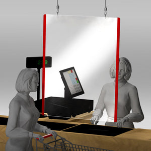 Hanging Sneeze Guard Grocery C-Store Checkout Counter, Acrylic 32 x 40H