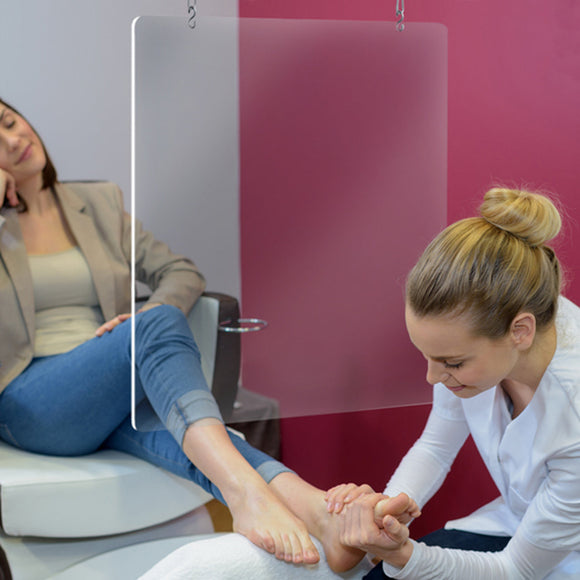 Hanging Sneeze Guard For Nail Salon Beauty Spa, Acrylic 24 x 32H